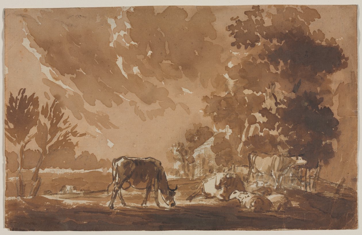 Landskab med kvæg (recto) af Jules Dupré
