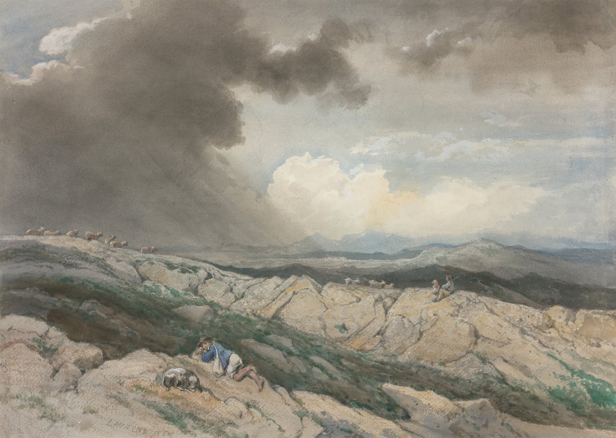 Landskab med hyrder, ca. 1869. af Jules Joseph Augustin Laurens