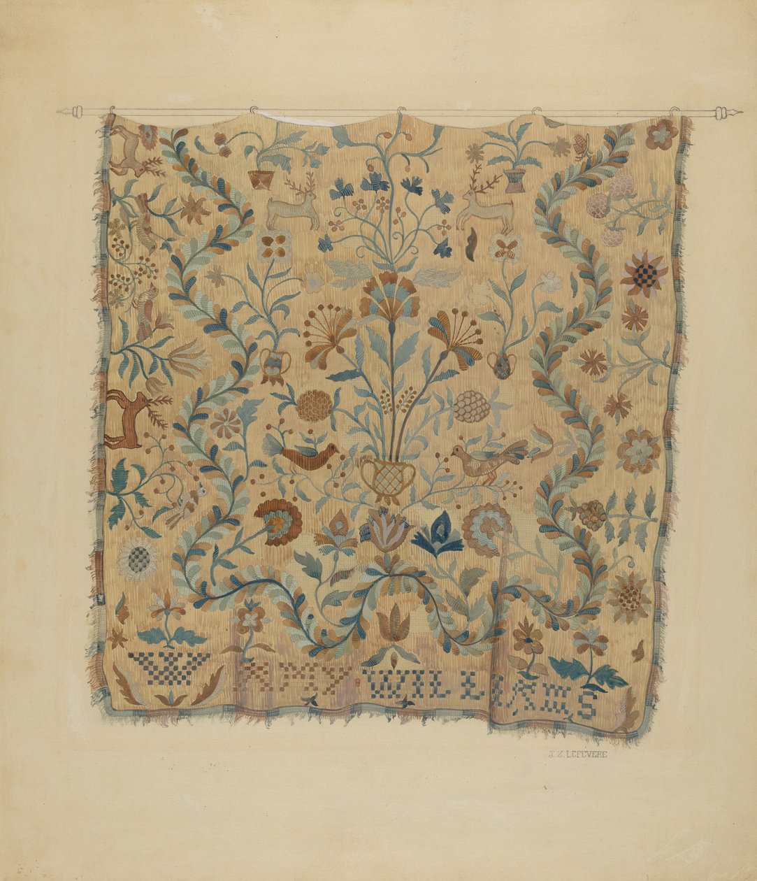 Broderet cover, ca. 1936. af Jules Lefevere