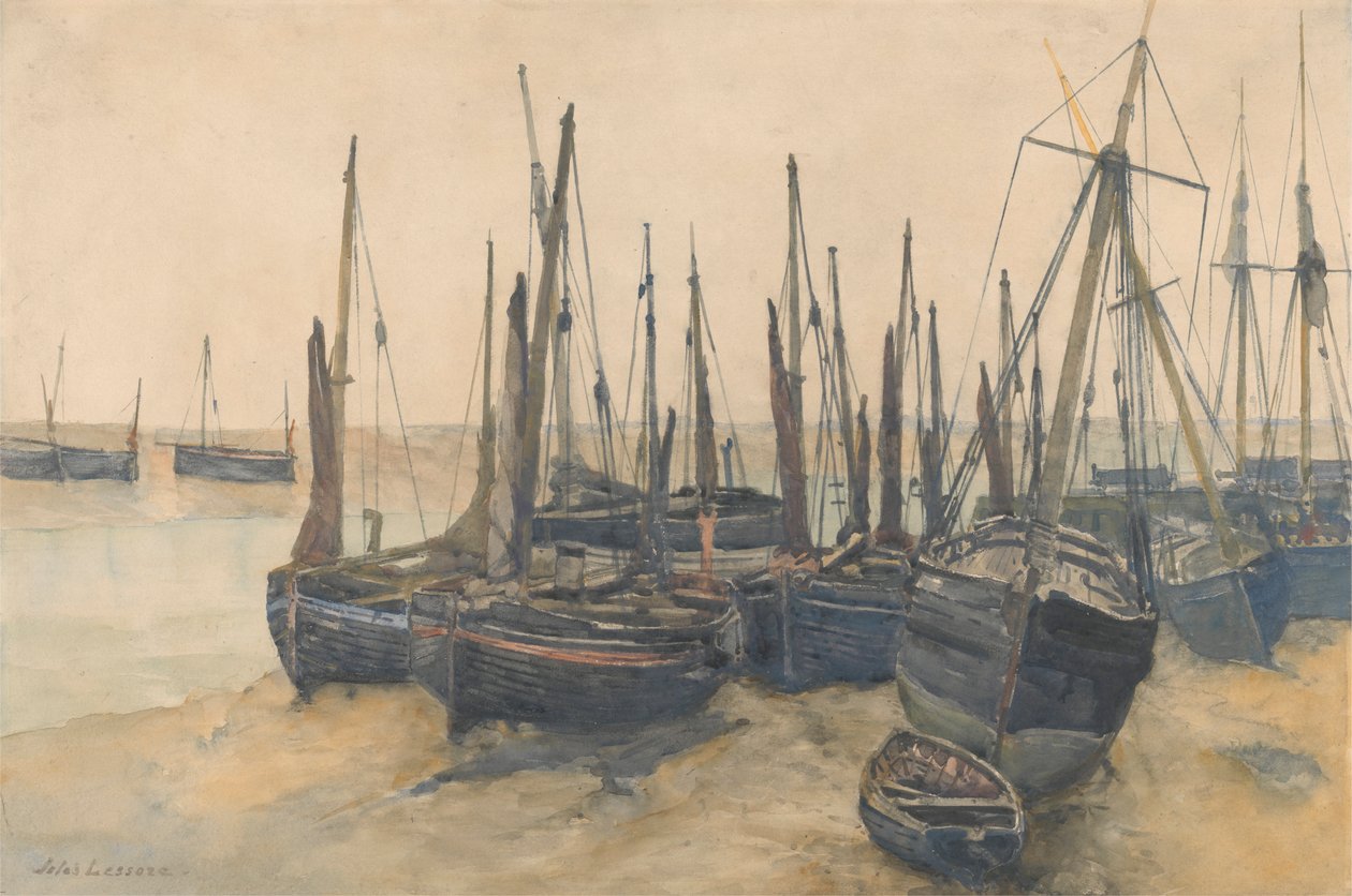 Fiskerbåde fortøjet af Jules Lessore