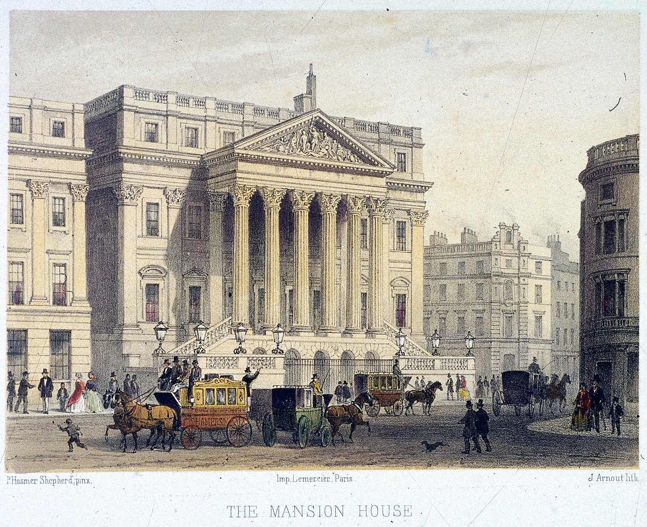 Mansion House eksteriør, London, 1854 af Jules Louis Arnout