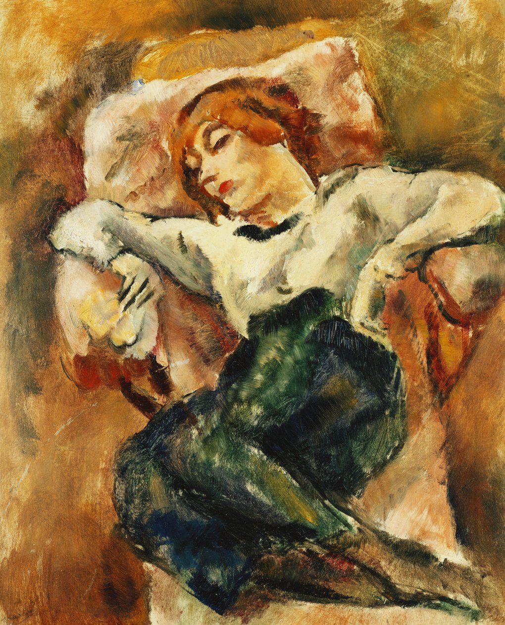 Hermelin hviler; Stoat hviler, 1916 af Jules Pascin