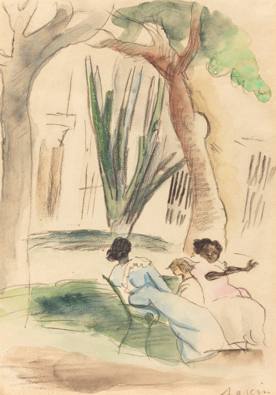 Barnepiger med et barn af Jules Pascin