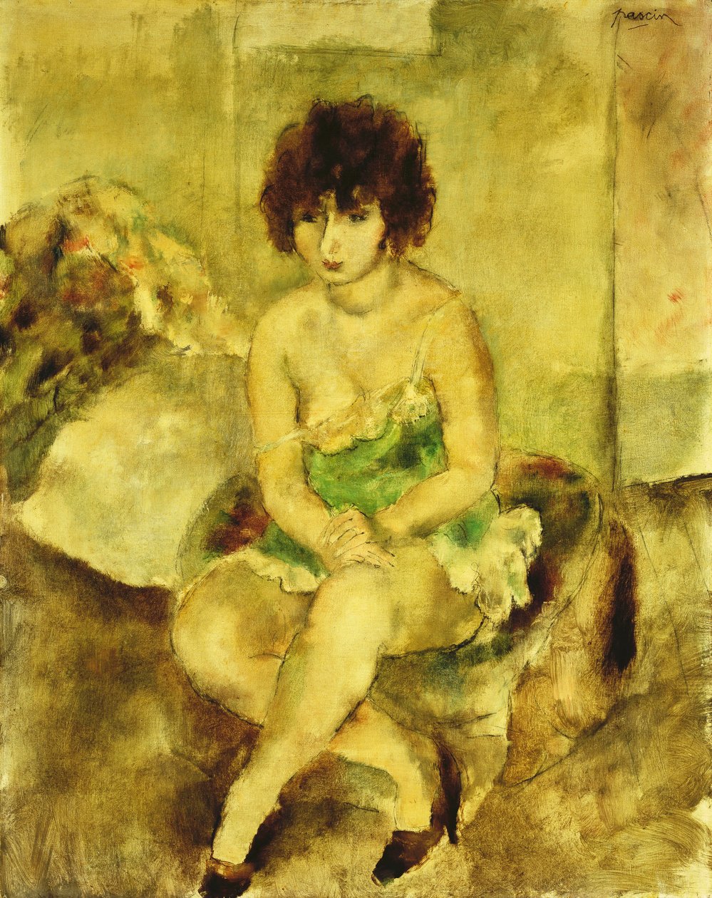 Portræt af Lucy Krohg, ca. 1925 af Jules Pascin