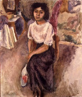 Siddende kvinde, ca. 1915 (olie på lærred) af Jules Pascin