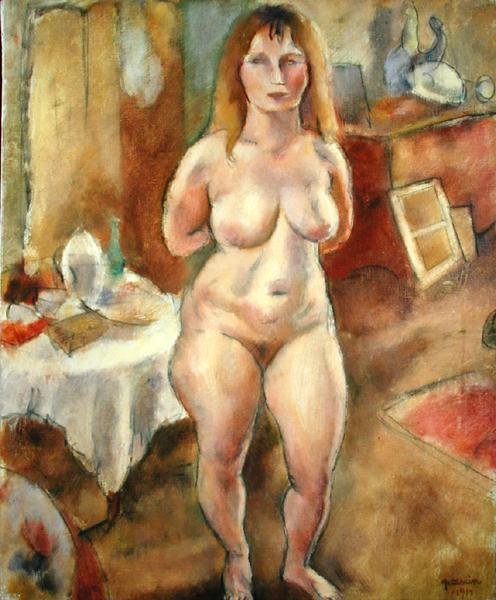 Stående nøgen på værelset af Jules Pascin