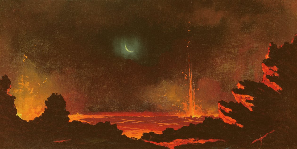 Vulkan, Hawaii, 1888 af Jules Tavernier