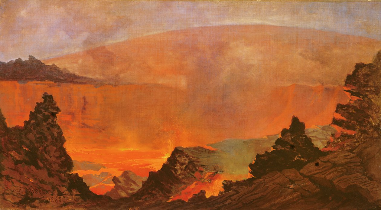 Vulkan på Hawaii, 1888 af Jules Tavernier