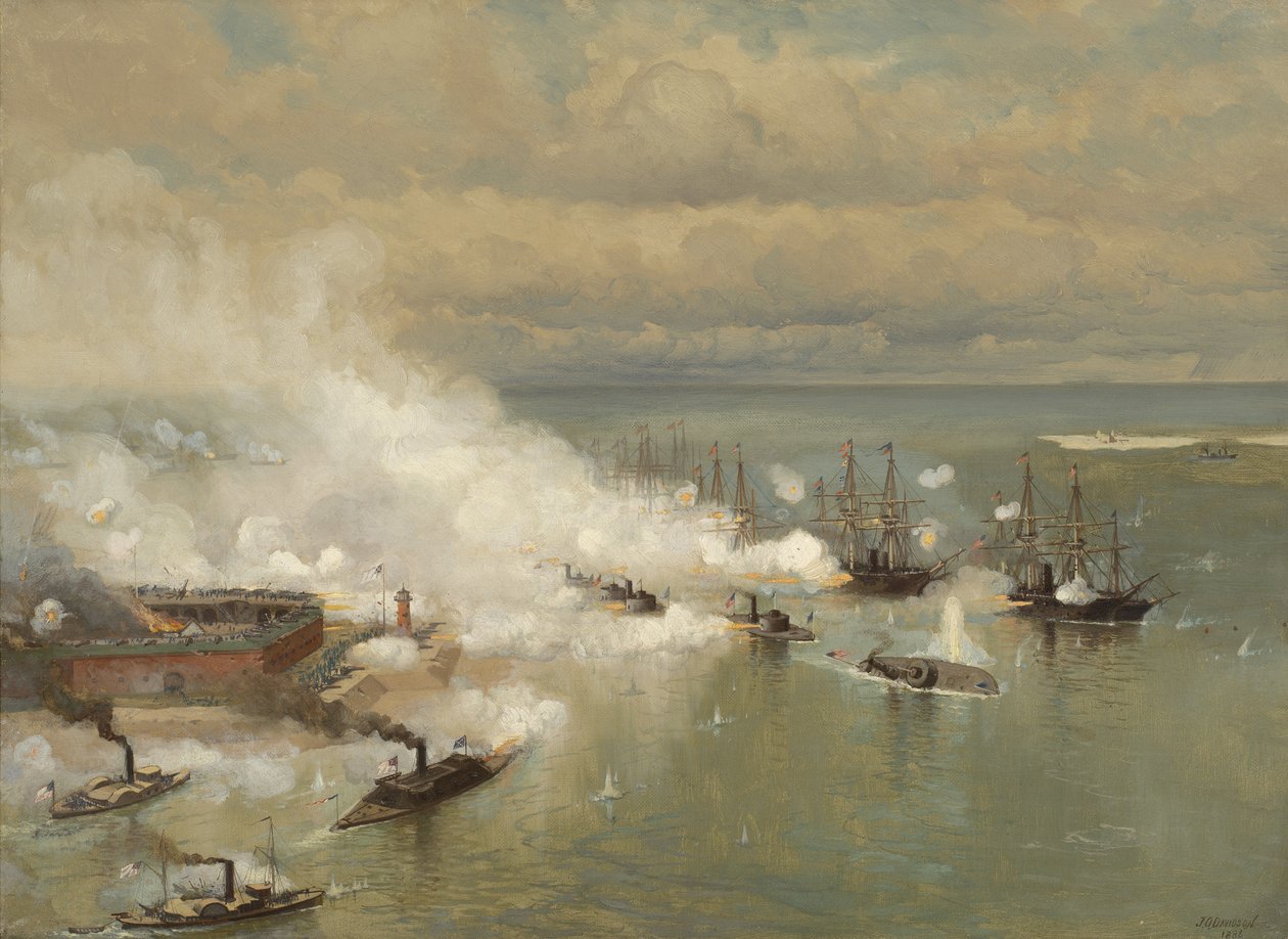 Slaget ved Mobile Bay, Alabama, 1886 (olie på lærred) af Julian Oliver Davidson
