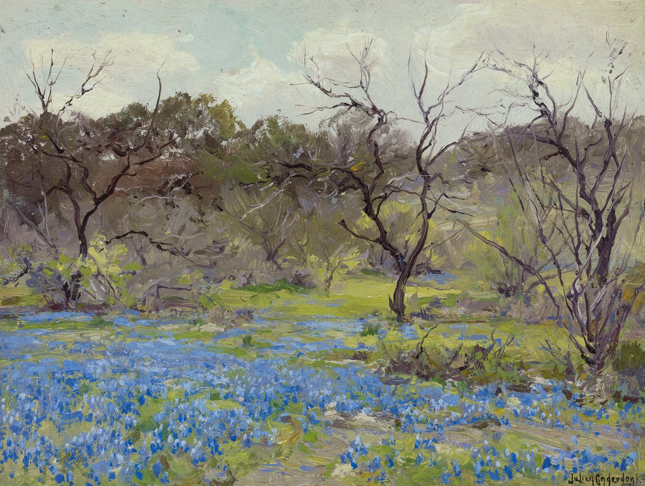 Early Spring Bluebonnets and Mesquite, 1919 af Julian Onderdonk