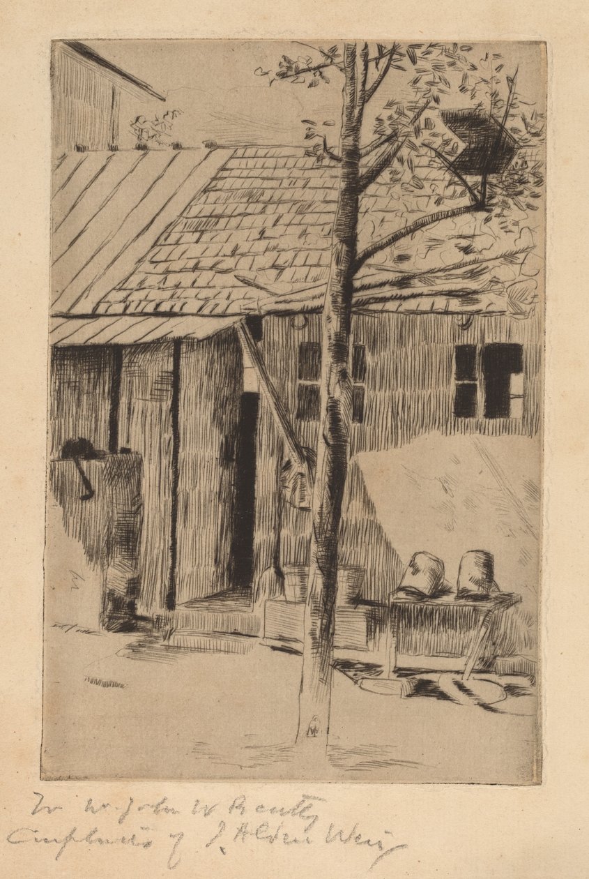 Dørgård, spande og træ af Julian Alden Weir