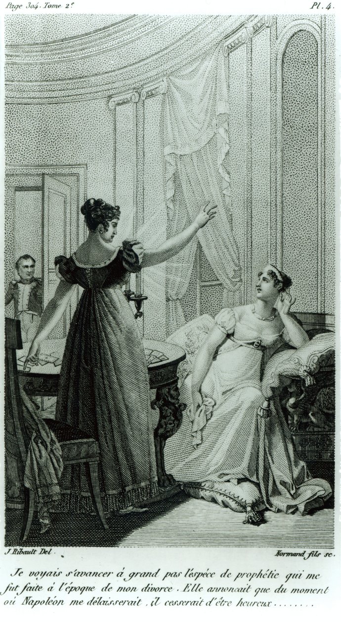 Kejserinde Josephine afslører profetien til hende af Marie Anne Adelaide Lenormand på tidspunktet for hendes skilsmisse fra Napoleon I i 1809, 1821 af Julie Ribault