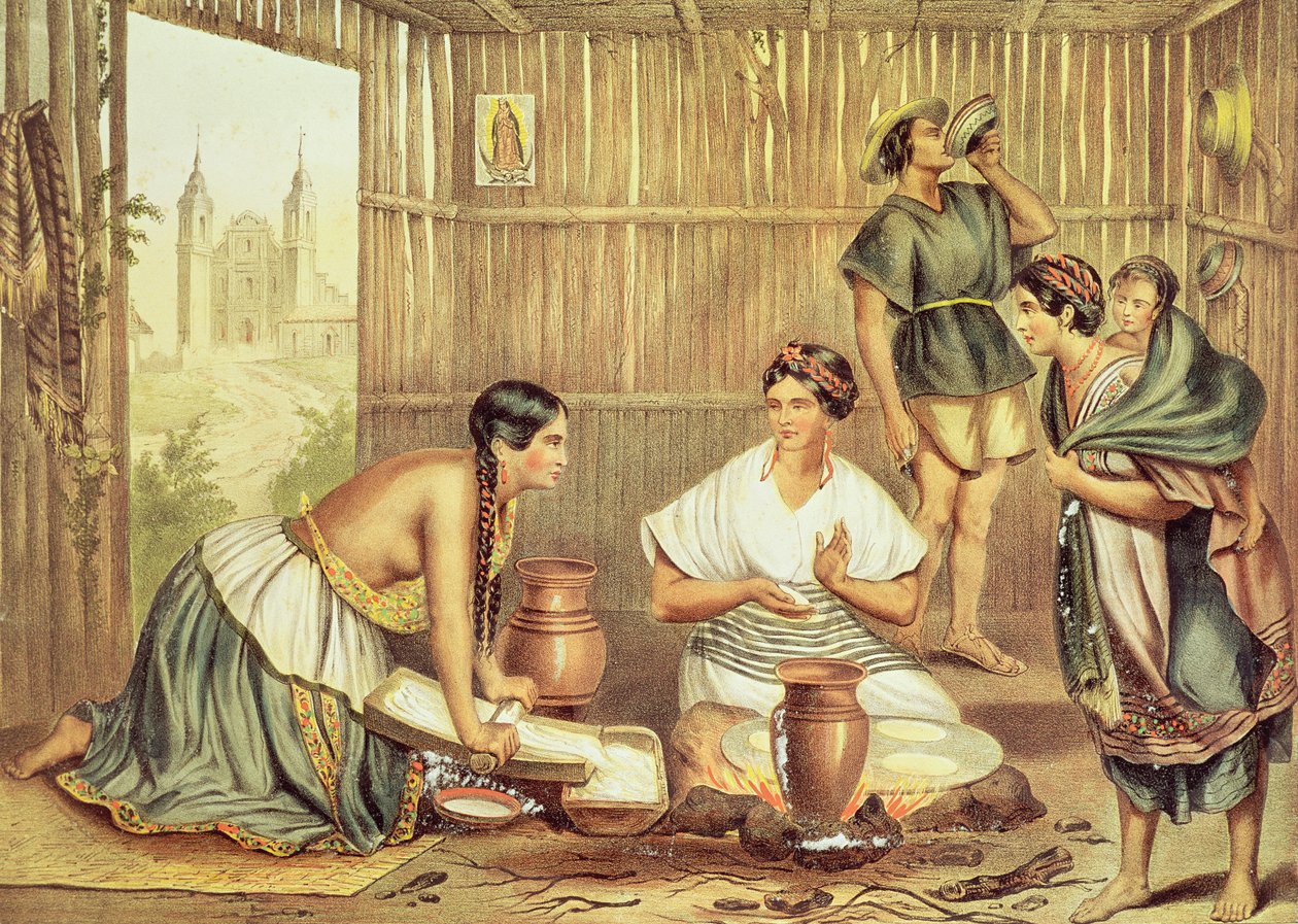 Indianere forbereder tortillas, fra 