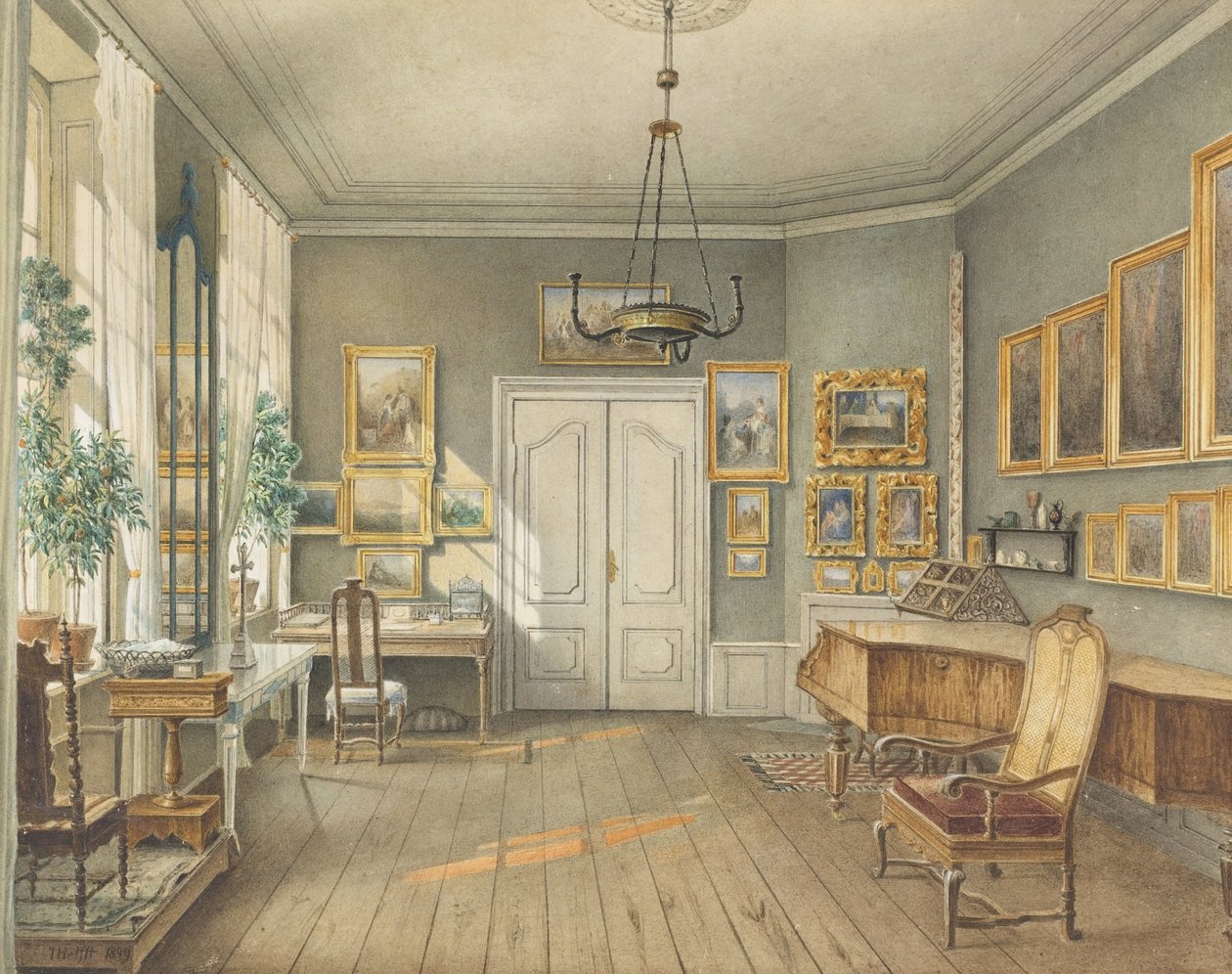 Musikrummet til Fanny Hensel (nee Mendelssohn) af Julius Eduard Wilhelm Helfft