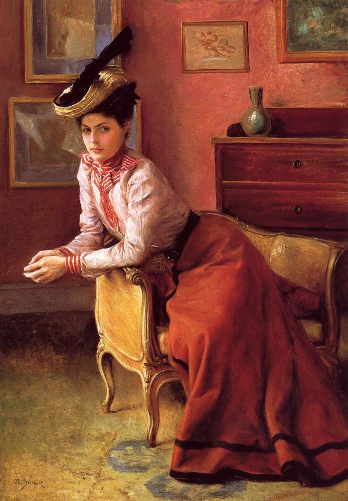 Elegant au sofa eller Woman in a Interior af Julius Leblanc Stewart