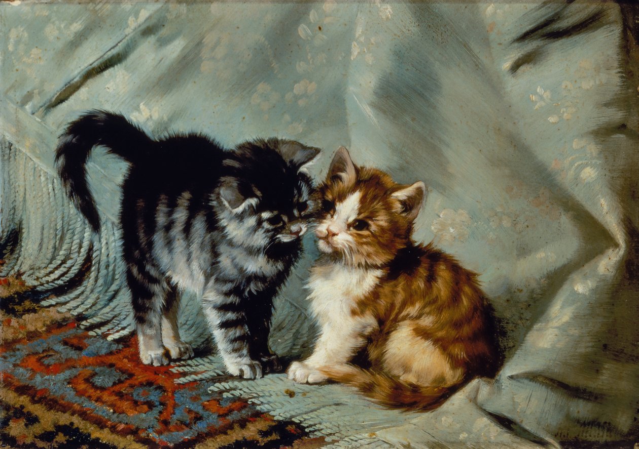 Bedste venner (olie på lærred) af Julius Adam