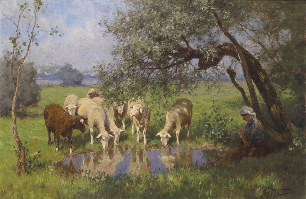 Hyrdinden hviler sig af Julius Hugo Bergmann