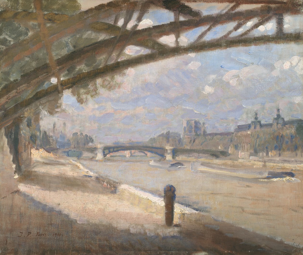 Under Pont des Arts, Paris. Middag af Julius Paulsen