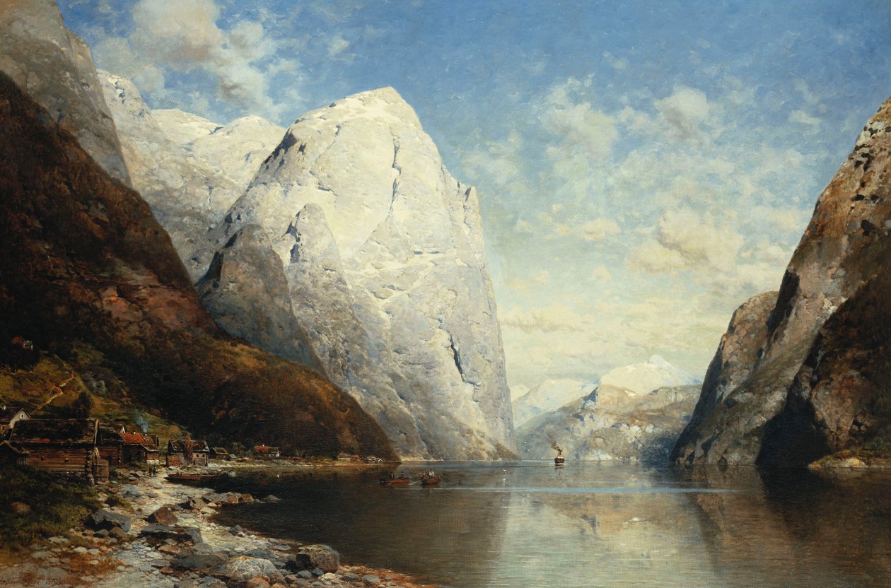 En norsk fjord, 1891 af Julius Rose