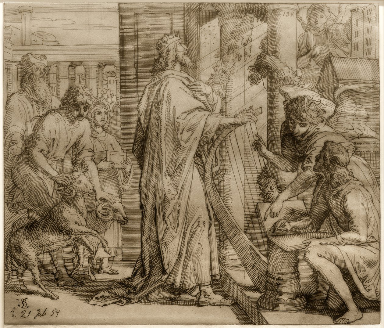 Salmisten David - Tilbedelse af Julius Schnorr von Carolsfeld