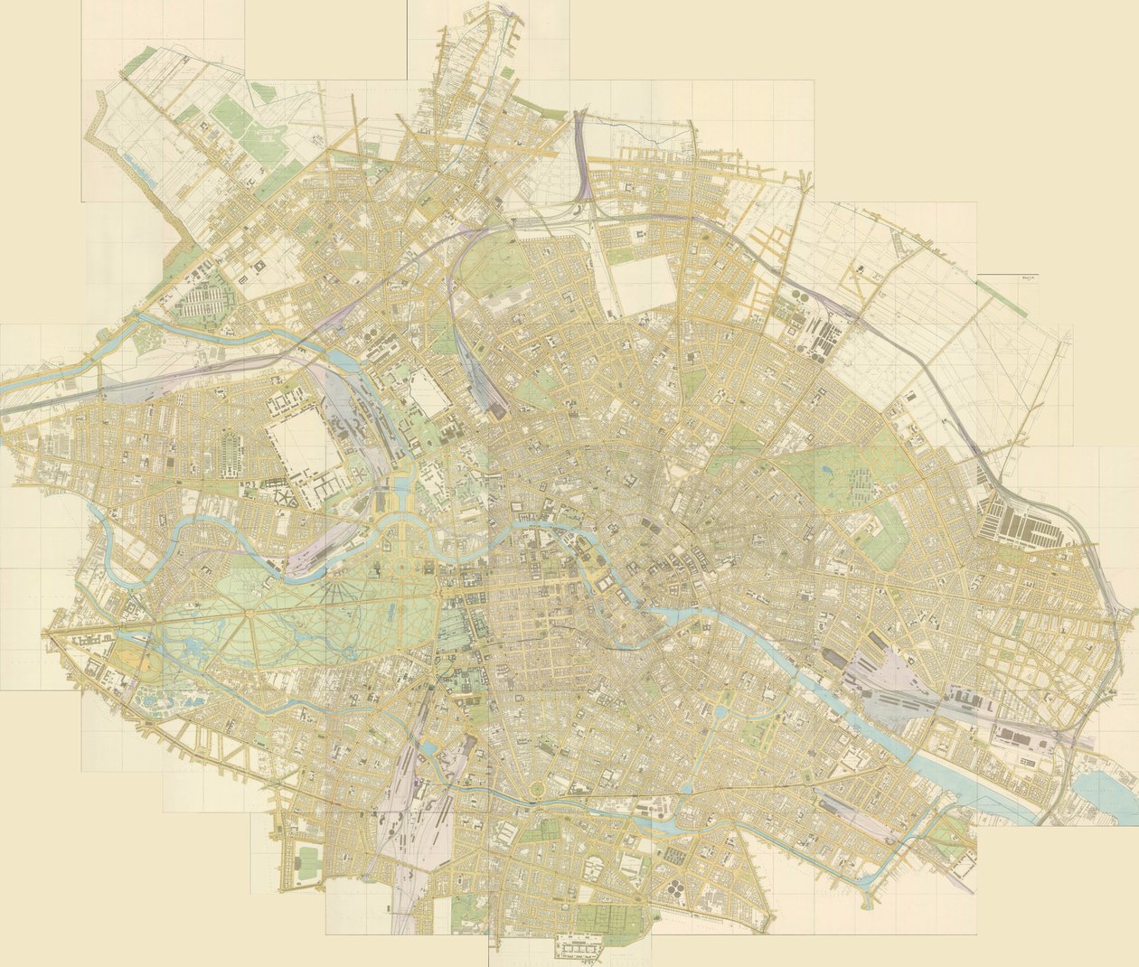 Overview map of Berlin in 44 Blätterndani af Julius Straube