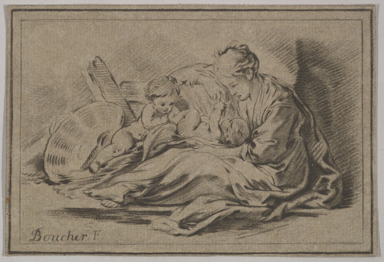 Mor med to børn, 1700-tallet. af Jurriaan Cootwijk