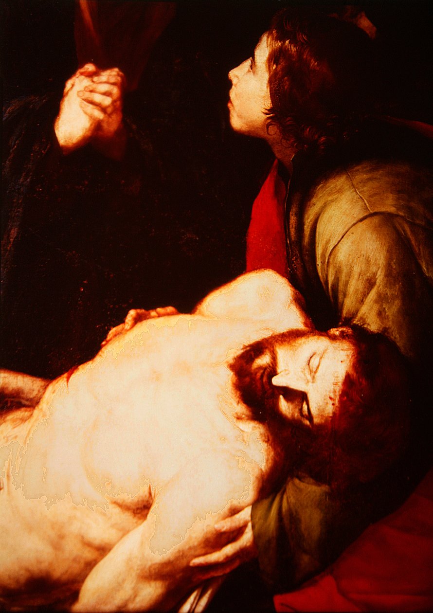 Detalje af nedstigningen fra korset (detalje af 186205) af Jusepe de Ribera