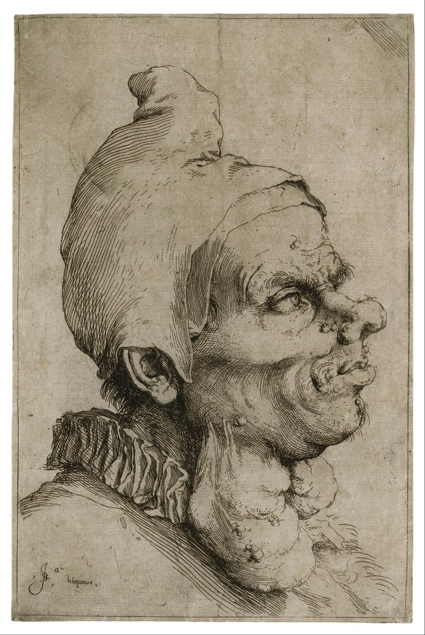 Stort grotesk hoved af Jusepe de Ribera