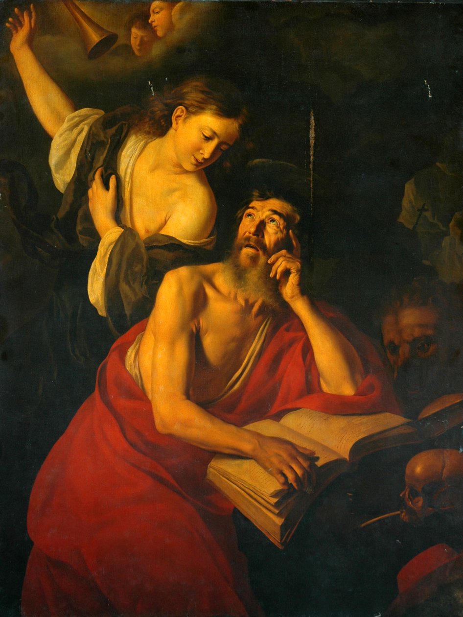 Sankt Jerome besøgt af englene af Jusepe de Ribera