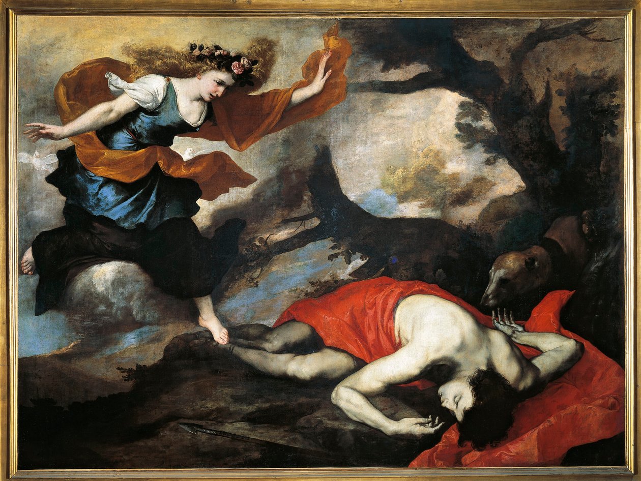 Venus og Adonis (olie på lærred) af Jusepe de Ribera