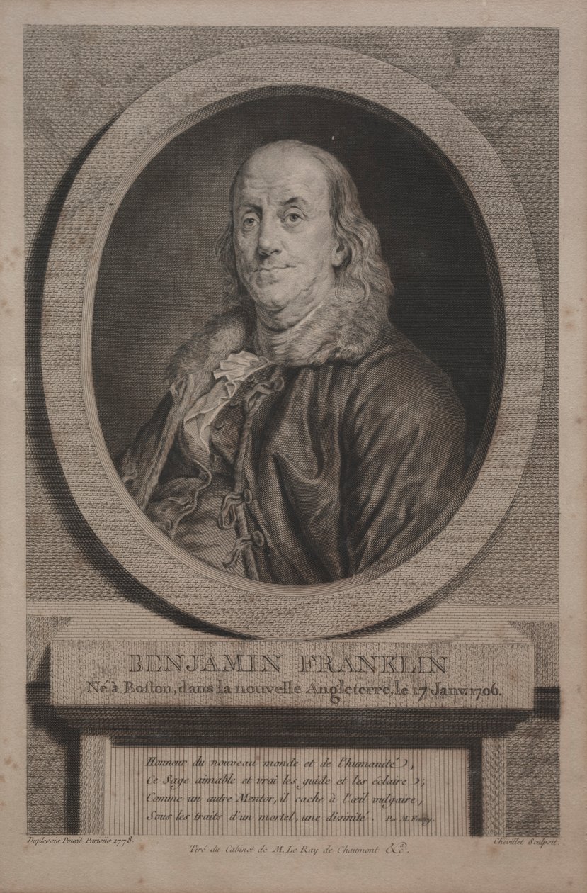 Benjamin Franklin, 1779. af Justus Chevillet