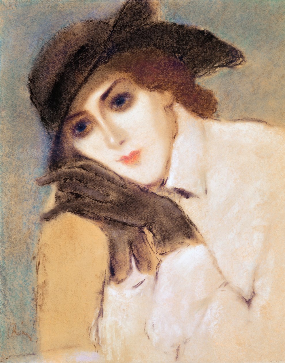 Kvinde i sorte handsker (Portræt af Zorka Banyai) (pastel) af József Rippl Rónai