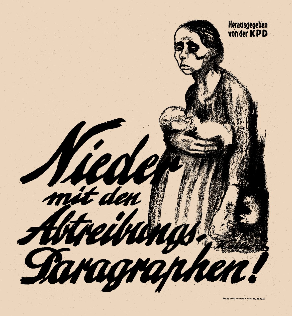 Ned med abortparagrafferne!, 1923. af Käthe Kollwitz
