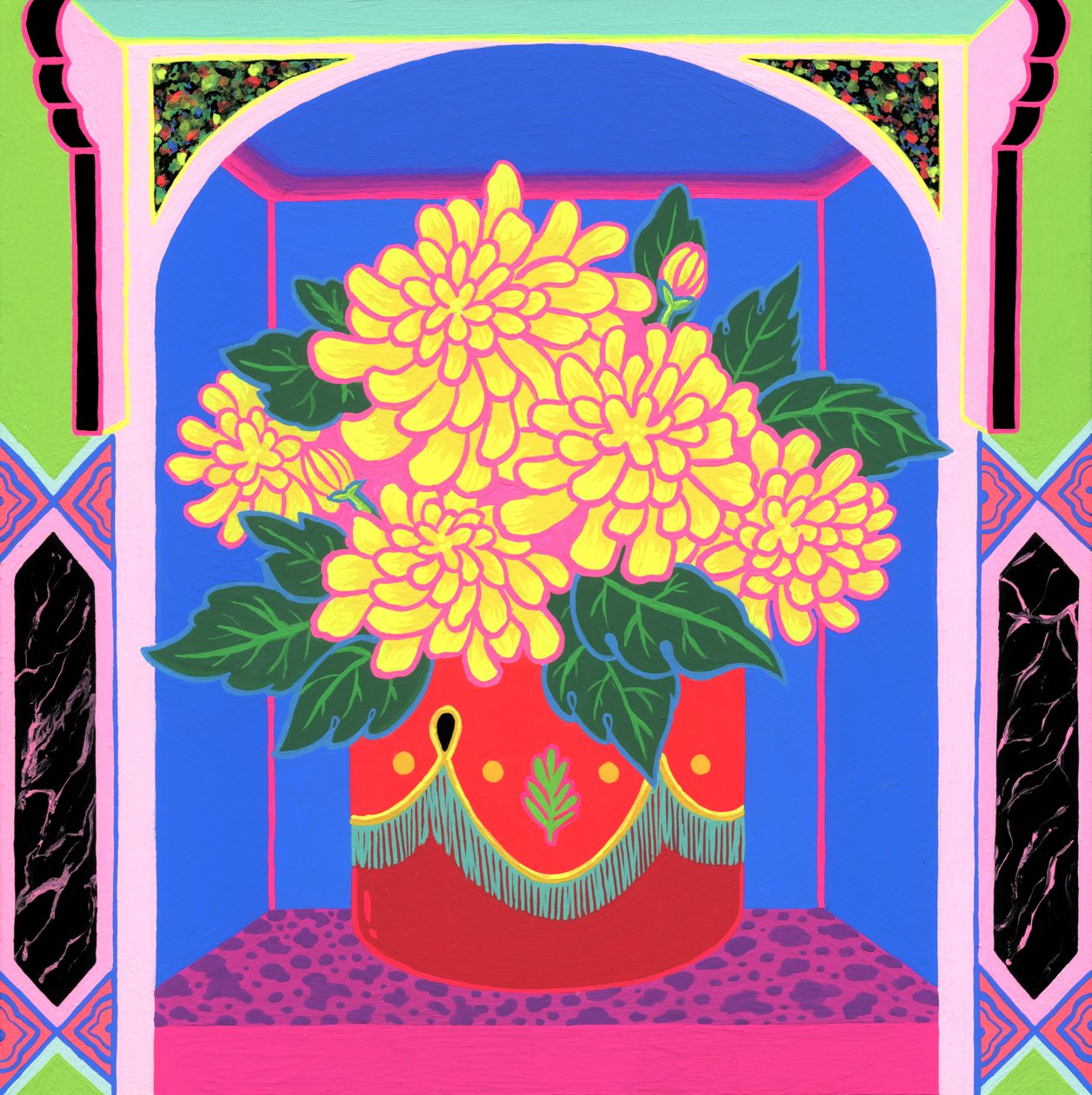 Marigold, 2020 (akryl på panel) af Kam Tsz