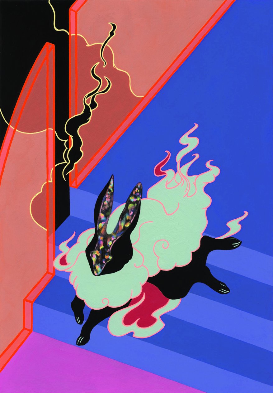 Running Hare, 2019 (blandet medier på papir) af Kam Tsz