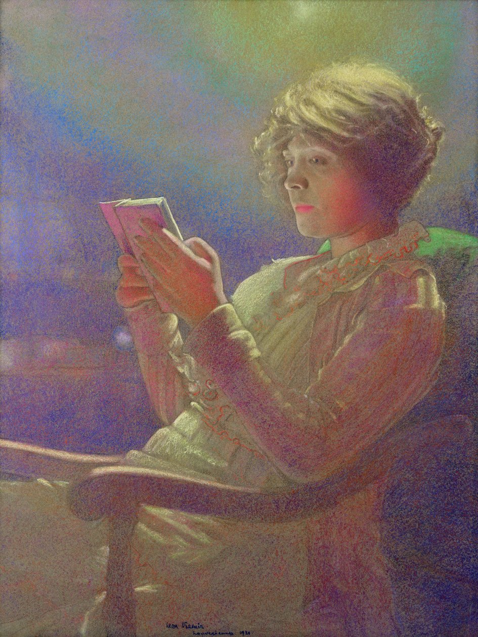 Kvinde læser, 1921 (pastel på papir) af Kamir Kaufman