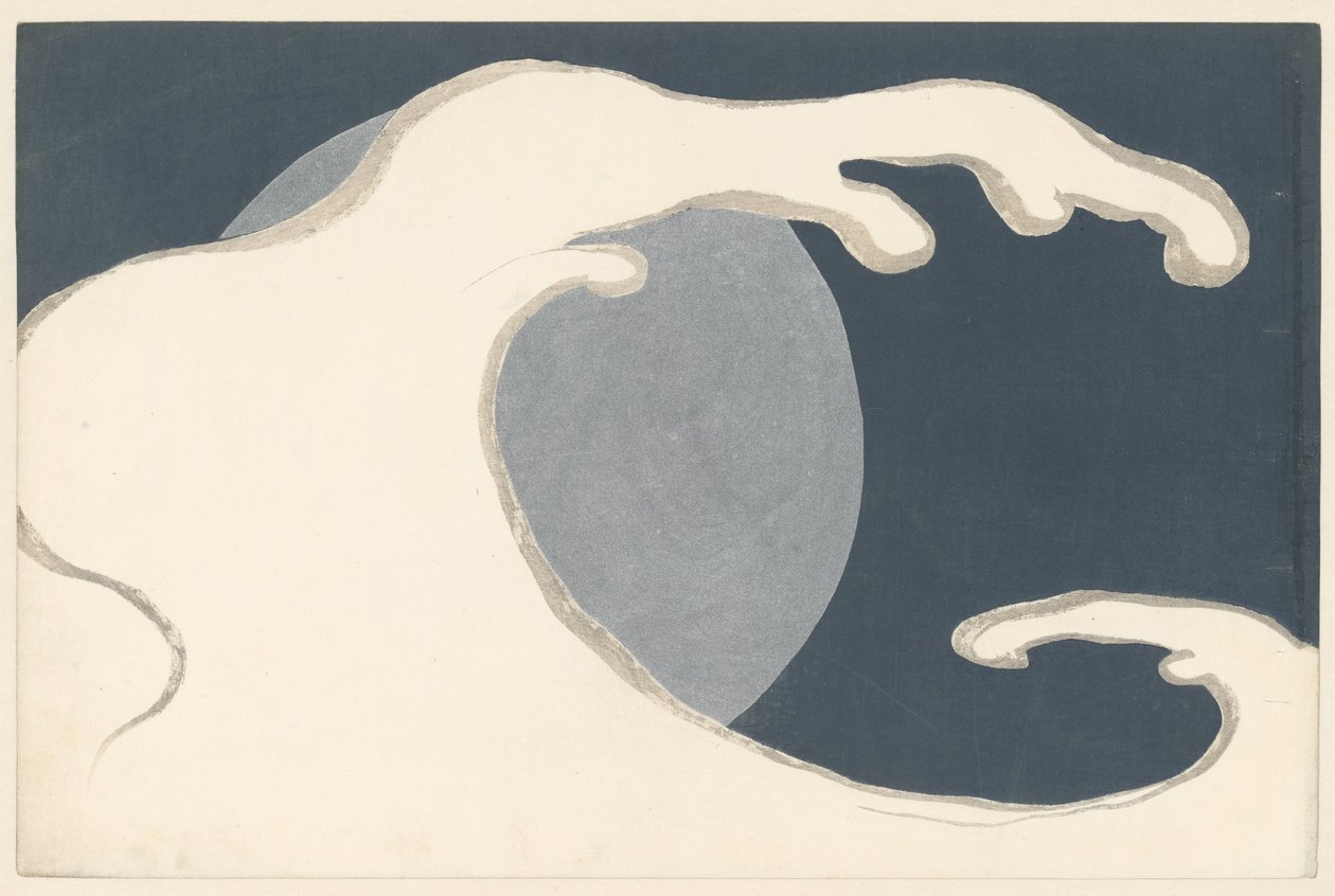Big wave, 1909 (træbloktryk) af Kamisaka Sekka