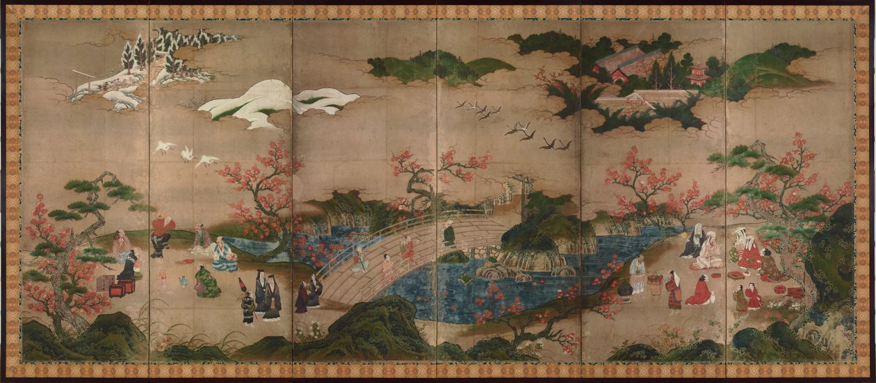 Maple viewers (紙本著色観楓図, shihonchoshoku kanpūzu) af Kano Hideyori