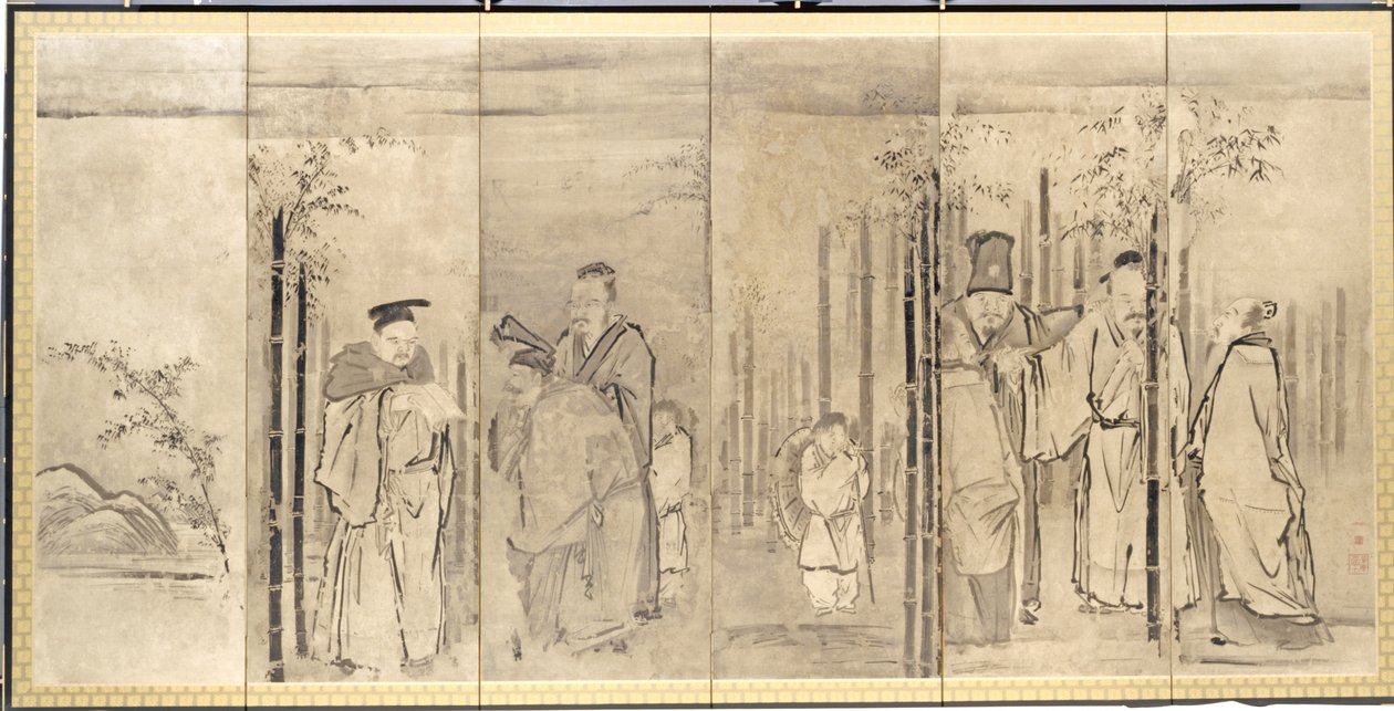 Seven Sages of the Bamboo Grove, 1600-tallet. af Kanō Tan’yū