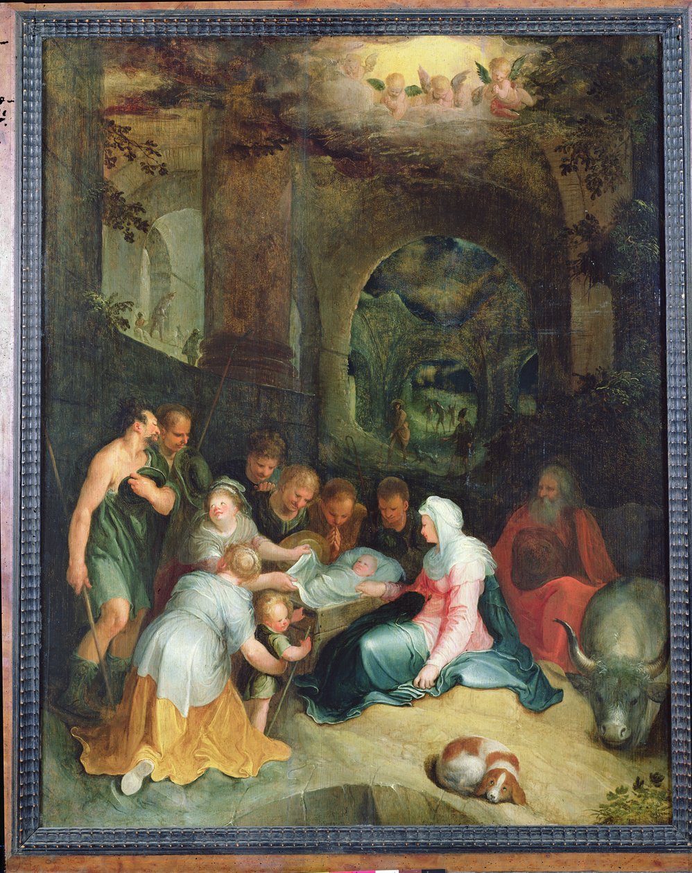 Hyrdernes tilbedelse (olie) af Karel van Mander III