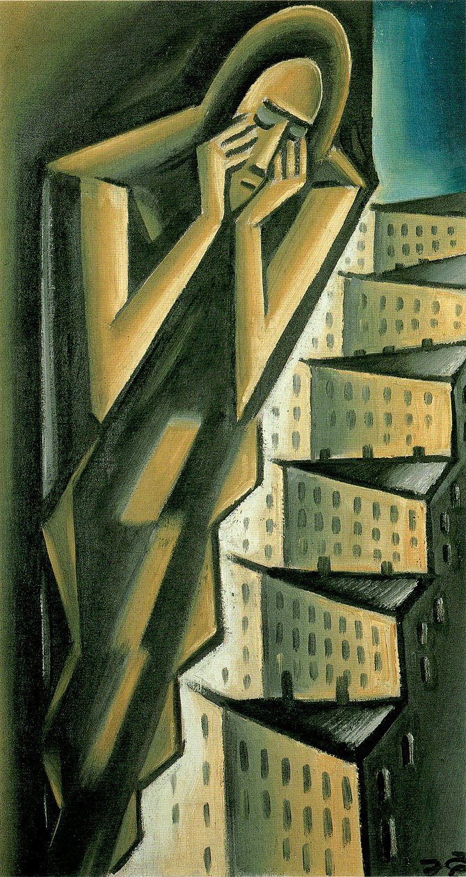 Kvinde over byen, ca 1917-1920 af Karel Capek