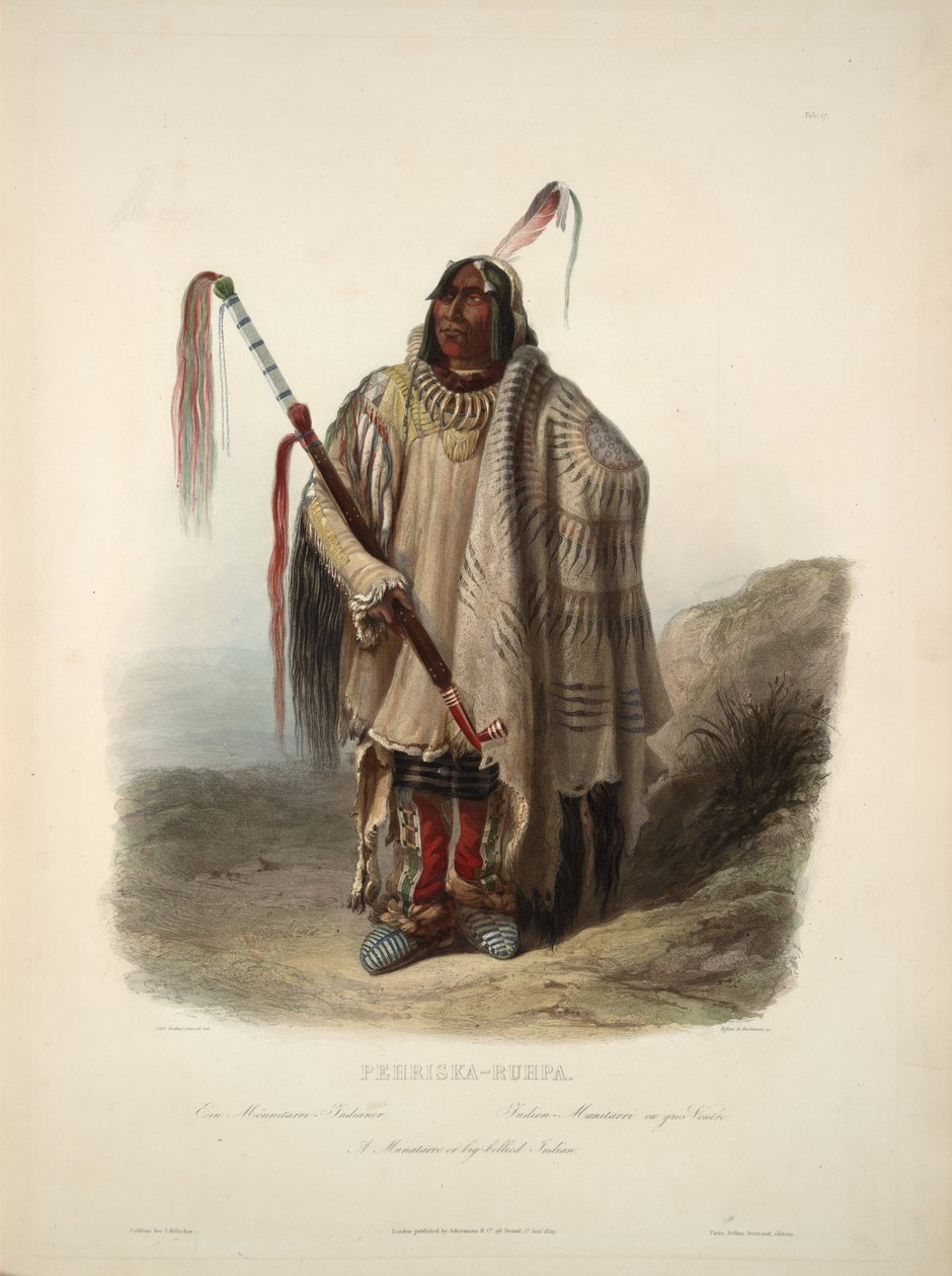 En Minatarre eller Big-bellied indian af Karl Bodmer