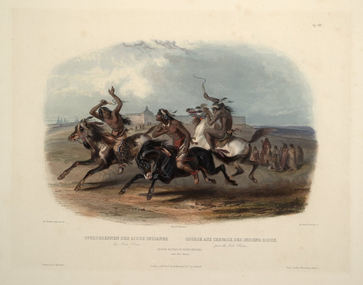 Hestevæddeløb af Sioux -indianerne af Karl Bodmer