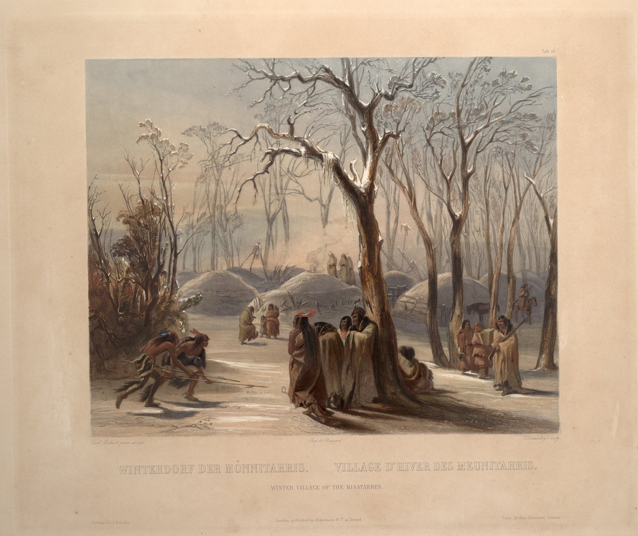 Vinterlandsby Minatarres af Karl Bodmer