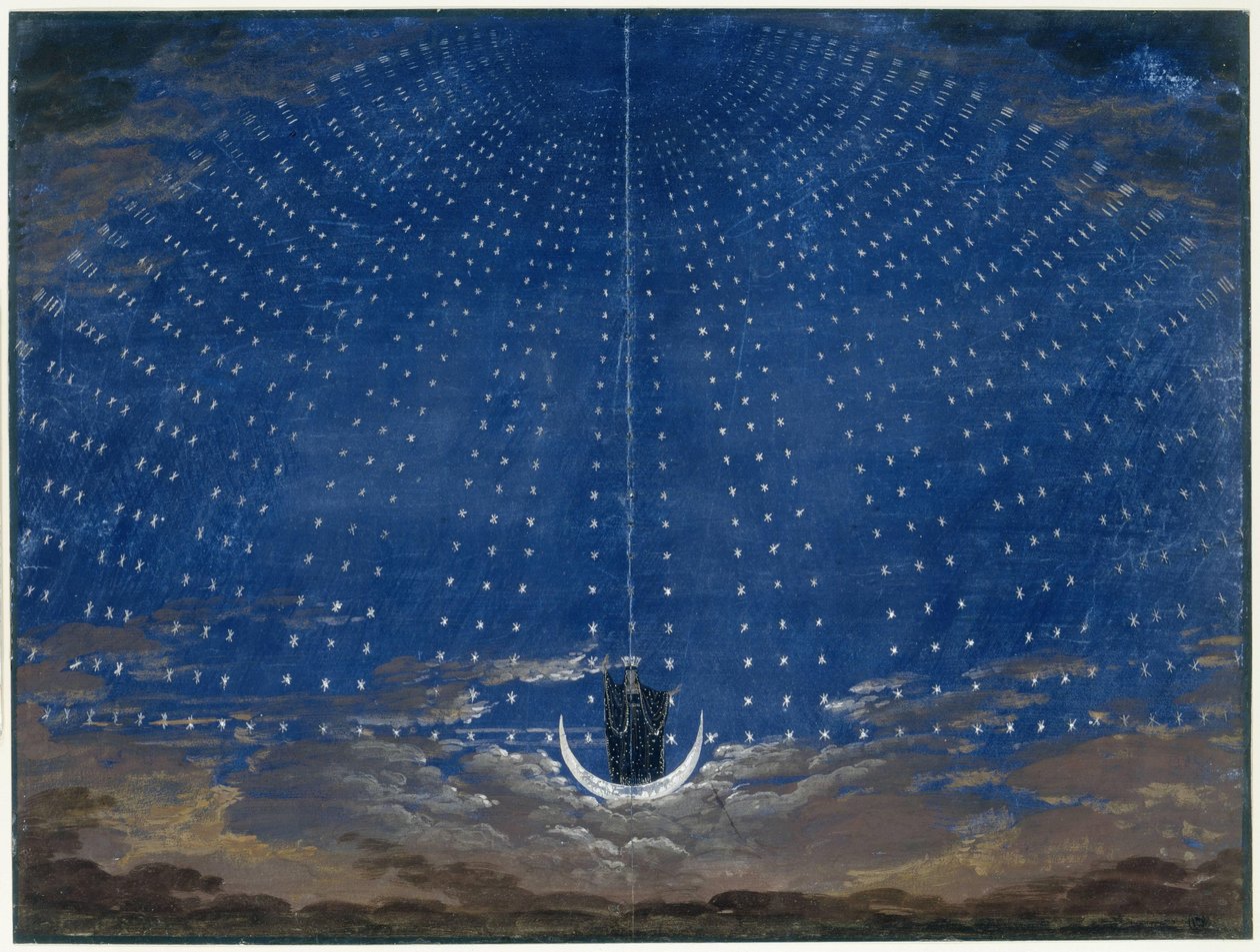 Scenesæt til Nattens Dronning (i Mozarts Tryllefløjte) af Karl Friedrich Schinkel