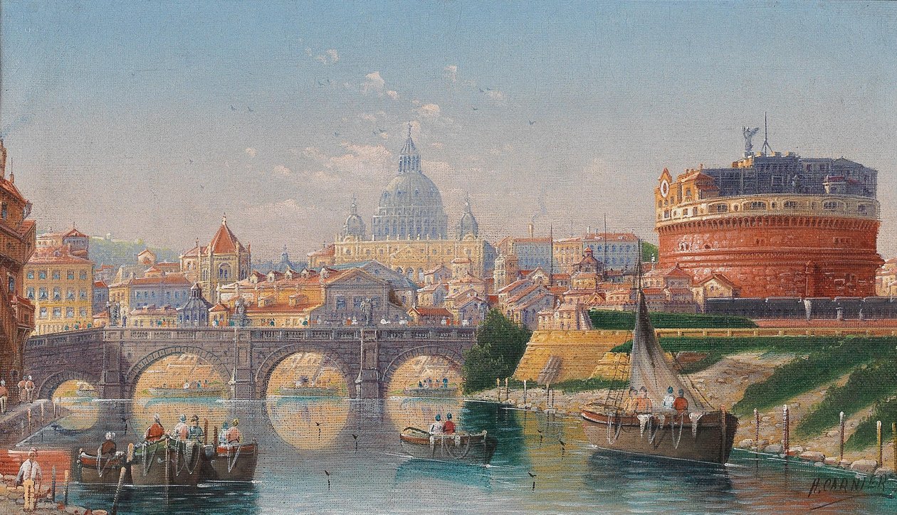 Rom, udsigt over Castel SantAngelo af Karl Kaufmann