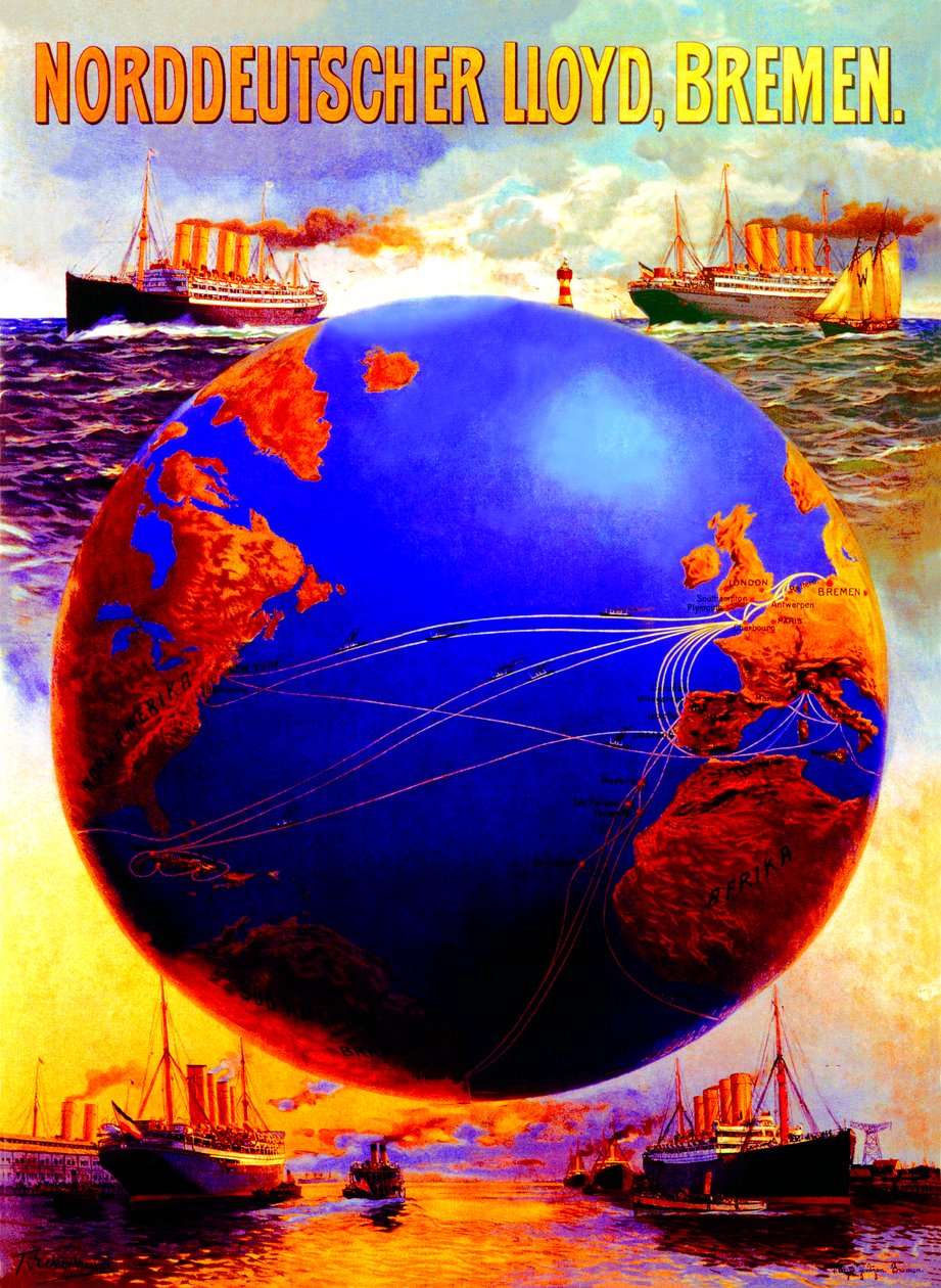Reklameplakat for North German Lloyd Line, 1907 af Karl Paul Themistocles von Eckenbrecher