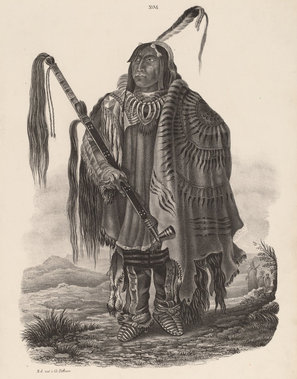 En Monitari-indianer, 1839. af Karl Bodmer