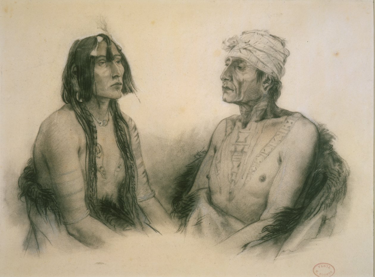 Psihdja-S?hpa og Tuk?n-H?ton, Yankton-mænd af Karl Bodmer