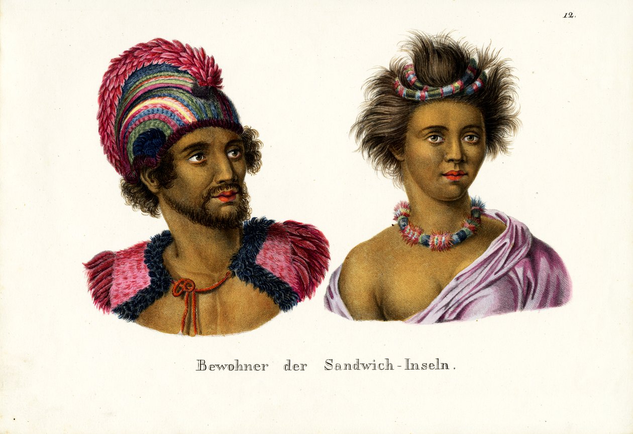 Folk fra Hawaii, 1824 af Karl Joseph Brodtmann